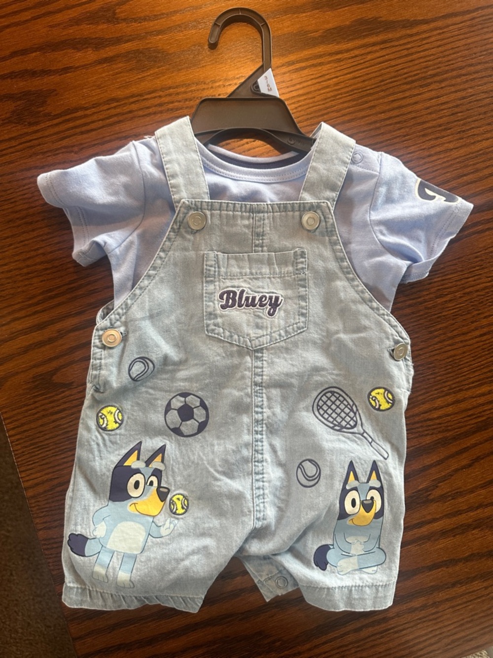 Bluey Light Blue Kids Overalls with Sports Graphics